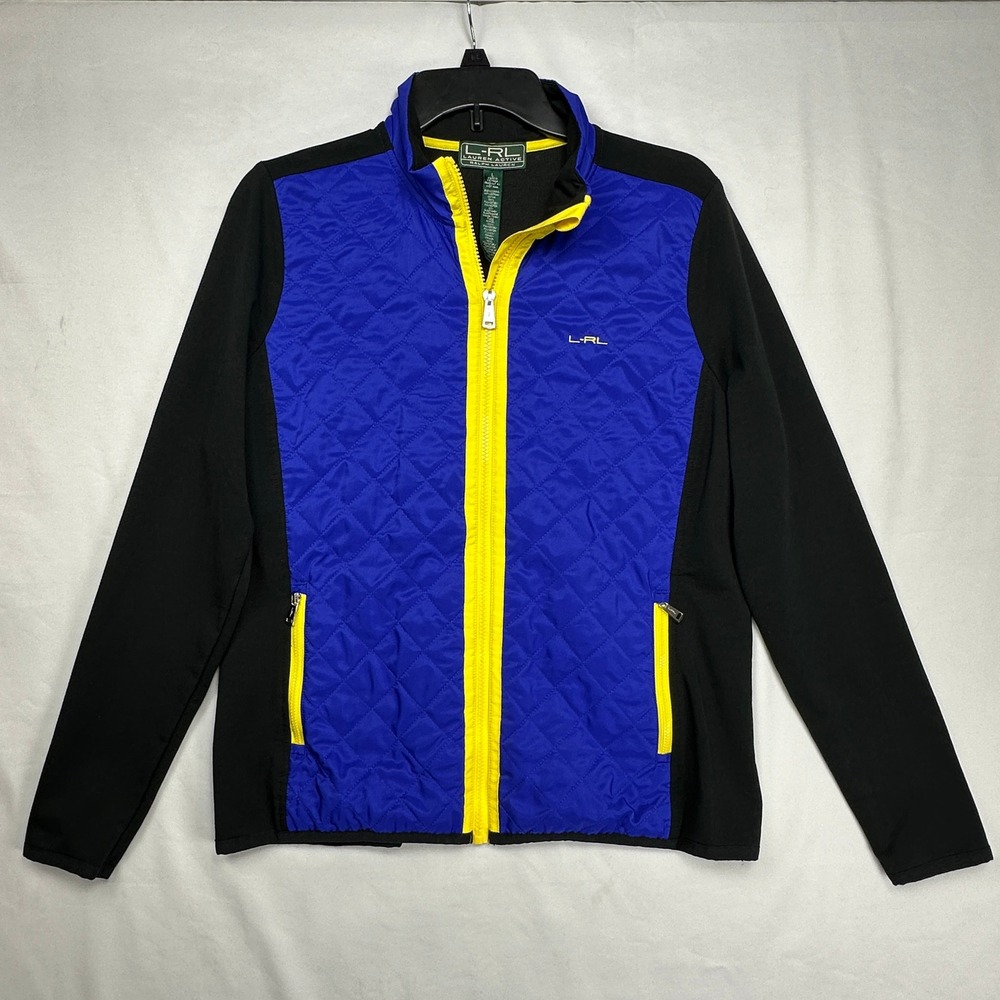 Lauren Ralph Lauren Active Womens Blue Quilted Full Zip‎ Hybrid Jacket L Large